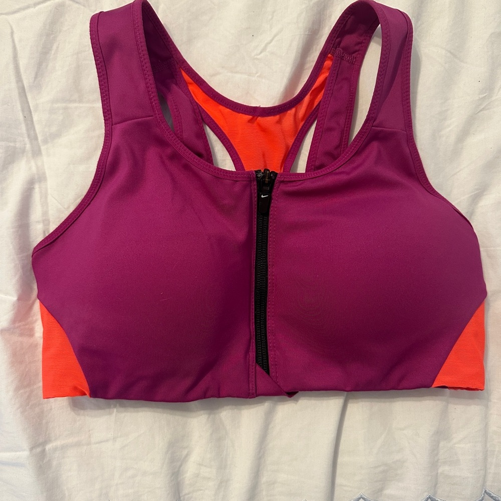 Nike High-Impact Purple and Orange Racerback Sports Bra sz M